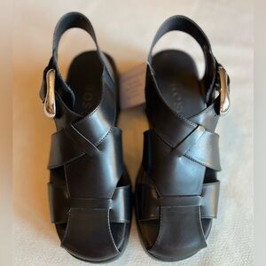 NWT AEROSOLES Black Leather Slingback Sandals with Ortholite Insole Sz 7.5